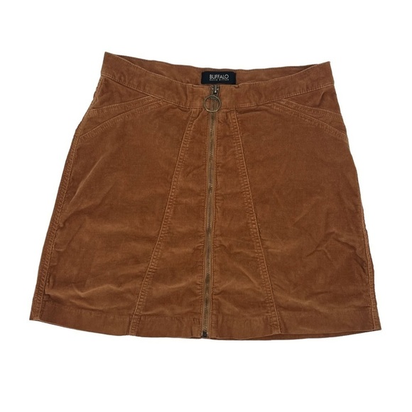 Buffalo David Bitton Brown Front Zipper Corduroy Mini Skirt Size 25 Women’s - Picture 1 of 5
